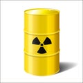 Realistic industrial metal barrel with leaking radiation